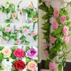 2,45m Long Silk Rose Flower Ivy Vine Leaf Garland Bröllopsfest heminredning