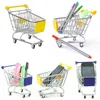 Factory Supply Simulation Supermarket Shopping Mini Shopping Cart Roestvrij stalen metalen opslag Desktop ornamenten Miniatures speelgoed