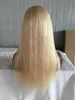 613 Färg Silk Straight 1x3 2x4 4x4 Lightest Blond U DEL PERIGS BRAZILIAN VIRGIN Hår 130 Densitet Human Hår Upart Wig For White Women