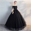 Black Ball Gown Gothic Wedding Dress Off the Shoulder Beaded lace Floor Length Corset Back Women Non White Colorful Bridal Gowns