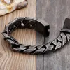 KB76211BD 22 cm 865 Zoll breit 17 mm 316L Edelstahl Hochwertiges kubanisches Biker-Panzerkettenarmband Vintage Schwarz Weihnachtsgeschenke f3051416