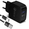 Cargador rápido de 2 puertos USB, cargador USB QC3.0 de 30W, adaptador de pared de carga rápida para Samsung S8 S8plus note8 A3 A320 A5 A520 A7