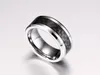 8mm Tungsten Steel Wedding Band Mens & Womens Tungsten Ring with Black Carbon Fiber Inlay Free Engraving