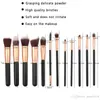 Partihandel Fabrik Professionell Makeup Brush Set Premium 12st Svart Trähandtag Make up Borstar Kosmetik Borste För Pulver Foundation Eyeshadow Blush Mascara