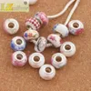 925 Silver Handmade Porcelan Ceramiczny Big Hole Koraliki 60 sztuk / partia Mix 14x9mm Fit Europejskiej Charms Bransoletki Biżuteria DIY