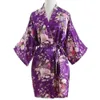 Puseky Silk Satin Floral Cherry Robe Wedding Bride Bridesmaid Pajamas Short Kimono Robe Night Bath Dressing Gown For Women