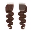 Kostenloser Teil-Spitzenverschluss mit braunen Haarbündeln, Farbe #4, Schokoladen-Mittelbraun, gewelltes Echthaar, mit 4 x 4-Verschluss oben