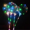 Lichtgevende Bobo-ballon met stok 3 meter LED-verlicht transparante ballonnen met paalstok voor vakantiedecoraties