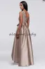 Brown Sequin Lace Dress with Mikado Skirt Mother of the Bride Groom Dresses High Low Jewel Women Formal Party Prom Dress with Bow 187p