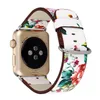 Floral Drukte lederen horlogebandriem voor Apple Watch Flower Design Pols Watch Bracelet voor IWatch 38mm 42mm8111519