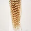 Blonde Maleisische krullend haarbundels 8-28 inch Remy Hair Weven 100G 1PCS HUIST HAAR BUNDLES Deals kunnen 3/4 kopen