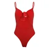 Mulheres Sexy Bikini One Piece Sólidos Maiôs Novo Design Bow Push Up Oco Out Swimwear Swimwear Para Férias de Verão