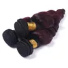 Бразильский Бургундский ломбер человеческие волосы плетения пучки 4 шт. Много Свободная волна #1B / 99J вино красный омбре девственные человеческие волосы утки расширения