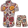 Marka Summer Tracksuit Mężczyznowe koszule i zestawy 2018 Nowy modny druk krótkiego rękawu koszulka plażowa Dwukierunkowe garnitur od potu