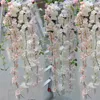 Flor de cerejeira artificial Rattan DIY DIY casamento videira de seda flor atualização nova decoração para o hotel fundo janela decoração 1.8m