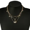 여성을위한 빈티지 골드 컬러 크리스탈 워터 드롭 스타 아이 펜던트 목걸이 boho charm layered necklaces collars 6384