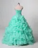 2018 Новый Красивый Бальное платье Мята Зеленые Платья квинкена Кристаллы с бисером Кристаллы для 15 лет Сладкие 16 плюс Размер Prom Party Pressing QC1022