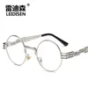 Leidisen lunettes de soleil rondes hommes femmes metal punk punk vintage de lunettes de soleil verres de mode miroir miroir de qualité supérieure oculos uv400