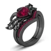 Anello Vecalon Swan Shape Lovers Black Gold Filled Red 5A Zircon Cz Fedi nuziali di fidanzamento per le donne Gioielli Dropshipping