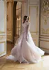 Charming Prom Dresses With Long Sleeves Sheer Bateau Neck 3D Appliques Evening Gowns Tulle Sweep Train A-Line Formal Dress