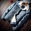 2018 neue Winter Männer Warme Jacke und Mantel Trendy Fleece Denim Jacke Herren Jean Outwear Männlichen Cowboy Große Größe 6XL