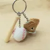 Mode Sport Baseball Keychain Handskar Boll Trä Baseball Bat Keychain Key Rings Bag Hängar Mode Smycken Drop Shipping