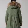 brown fur collar hoody rabbit fur lining army green long parkas Lavish fur long style snow winter men coats