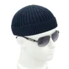 Leon vuxna män stickad skucap casual kort bomullstrå Hip Hop Hat Beanie Skucap Retro Navy Fashion Warme Beanie8618971
