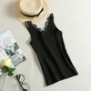 Women's Tanks & Camis Green Black White Pink Knitted Tank Tops Women Summer Camisole Vest Stretchable Ladies V Neck Slim Sexy Strappy Tops1