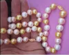 Nya fina äkta pärlor smycken 11-12 mm verkliga naturliga South Sea Multicolor Pearl Necklace Armband222x