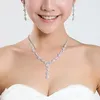 뜨거운 크리스탈 모조 다이아몬드 유행은 도금 목걸이 반짝 귀걸이 신부를위한 결혼식 보석 세트 신부 들러리 여자 신부 부속품