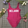 Sexy One Piece Maillots De Bain Bikini Girls Maillot De Bain Lettre Impression Femmes High Cut Beachwear Bas Retour Maillot De Bain Rose Monokini Body