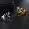 Lujoyce Punk Illuminati Pyramid Eye Ring Herren Gold Silber Farbe Titan Edelstahl Dreieck Ringe für Männer Hip Hop Schmuck