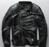 Col montant fou cross country 100% cuir véritable veste de costume de moto hommes acier joint crâne veste en cuir épais