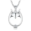 Collier loupe pour lire mode Collier pendentif hibou Plaqué rhodium avec cristal Collier loupe