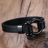 Mensor rostfritt stål skruvstolpe ancla backles läder armband i svart nautisk sjöman surfare armband armbandsmycken y1893574509