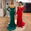 Dresses Evening Off Shoulder Long Illusion Sleeves Mermaid Prom Back Zipper Sweep Train Custom Made Formal Party Gowns New Coming