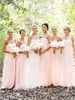 Cheap Light Pink Country Bridesmaid Dresses Sweetheart Sleeveless Empire Ruched Chiffon Long Bridesmaids Dress Cheap High Quality