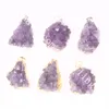 Natural Amethyst Druzy Cluster Pendant Gold Dipped Amethyst Druze Silver Plated Purple Amethyst Geode Raw Freeform Gemstone Point Pendant