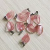 Partihandel Mixed Natural Stone Graverade Löv Leaf Shape Bead Pendants Charms Perfekt passform Armband Örhängen Pendants Gratis frakt