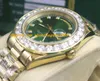 Orologi di lusso 18 carati argento / oro quadrante verde con diamanti più grandi lunetta 118348 - OROLOGIO PETTO 41mm orologio da polso automatico da uomo alla moda