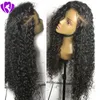 Långsidig del Loose Curly Lace Front syntetiska peruker Värmebeständiga amerikanska Kinky Curly Wigs för svarta kvinnor