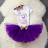 Ensemble de vêtements pour bébés nouveau-nés Vêtements pour enfants Summer Sequin Bow Tutu Robe + dessus + bandeau 3pcs vêtements Bebes Premier anniversaire Costumes de fête d'anniversaire