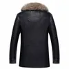 Fur Coat Men Black Leather Jacket For Men Winter Coat Leather Jacket Real Raccoon Fur Collar Warm Thickening Tops Plus Size 4xl 5xl 2023