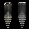 Ronde LED-kroonluchter Licht CLEAR K9 Crystal Lighting Rain Drop Opknoping Lampen Armaturen D60cm H180cm 8 GU10 Flush plafondlampen