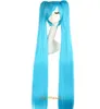 Pelucas de cosplay rectas largas Rubio azul 2 colas de caballo 120 cm Fiesta de disfraces Forma Garra Peluca de mujer de pelo falso sintético