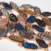 10Pcs Drusy Druzy Geode Link Connector Pendant, set castone placcato in oro, argento rivestito di titanio, blu, grigio, champagne, nero, oro, 15mmx9mm