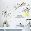 Calcomanías de pared de rama de árbol y pájaros de dibujos animados, decoración para el hogar, sala de estar, dormitorio, pegatinas de pared de pvc, arte mural artesanal, carteles decorativos 240T