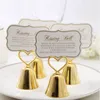 Piękne Złoto I Srebro Kissing Bell "Bell Place Posiadacz Karty Photo Holder Wedding Table Decoration Favors