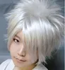 Silver White Short Straight Fluffy Women Lady Cosplay Anime Hair Wig Wigs +Cap